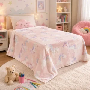 MANTA BELLA PLUSH GLOW SOLTEIRO UNICORNIO